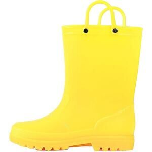 K KomForme Boys Size 1 Yellow Rain Boots Handled Waterproof Outdoor Shoes